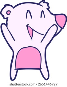 risada de urso polar desenho animado em cor neon brilhante