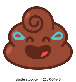 Laughing poop emotion vector cartoon illustration isolated on a white background.