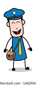 Laughing - Postman Cartoon Courier Guy Vector Illustration