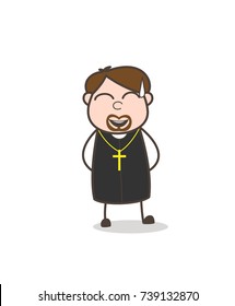 Laughing Priest Face Expression Vector