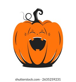 A abóbora risonha do Halloween. Isolado. Jack, a lanterna. Um elemento para a decoração festiva de postais, cartazes e gravuras. Ilustração de vetor plano.