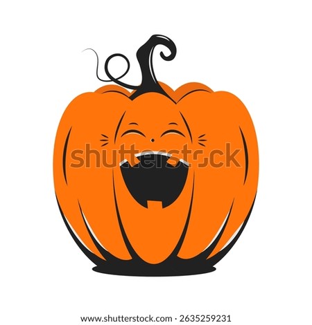 The laughing pumpkin of Halloween. Isolated. Jack the lantern. An element for the festive decoration of postcards, posters and prints. Flat vector illustration.
