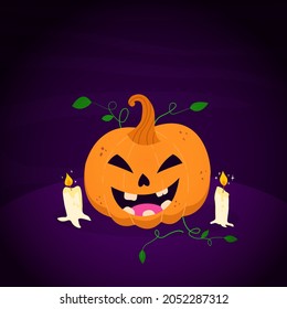 Laughing pumpkin. Happy Halloween in Cute Style