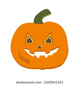 Laughing pumpkin on white background . Halloween holiday symbol. vector illustration in flat cartoon style