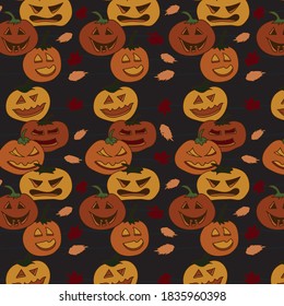 laughing pumpkins. pattern with pumpkins