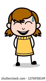 Laughing - Retro Cartoon Girl Teen Vector Illustration