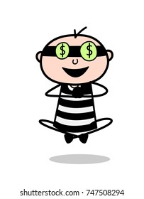 Laughing Robber with Dollar Eyes Face