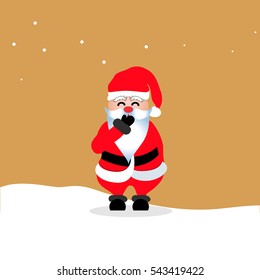 laughing Santa Claus in red costume on orange background 
