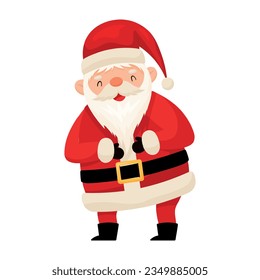 Laughing Santa Claus, smiling happy Christmas character, element with shadows