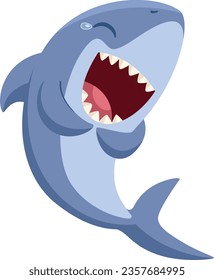 Laughing shark. Cartoon wild animal. Funny mascot