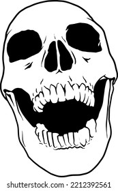 Laughing Skull Black and White Vector Illustration