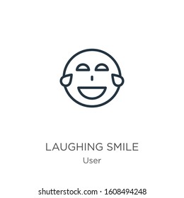 Laughing smile icon. Thin linear laughing smile outline icon isolated on white background from user collection. Line vector sign, symbol for web and mobile