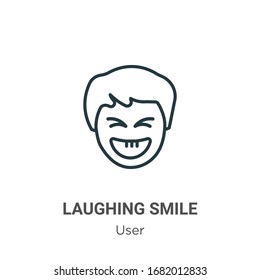 Laughing smile outline vector icon. Thin line black laughing smile icon, flat vector simple element illustration from editable user concept isolated stroke on white background