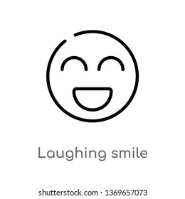 laughing smile vector line icon. Simple element illustration. laughing smile outline icon from user concept. Can be used for web and mobile