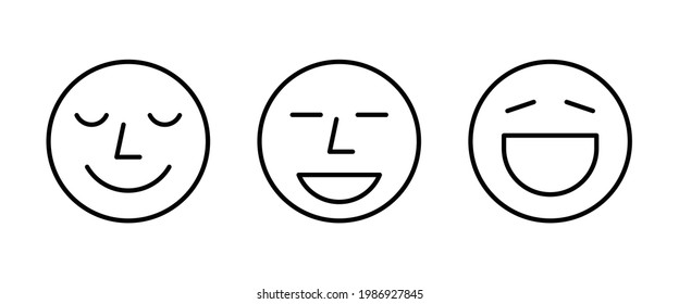 Laughing smiley icon. Good mood. Happy face, Smiling Face Laugh Positive People Open Mouth icons button, vector, sign, symbol, logo, illustration, editable stroke, flat design style isolated on white