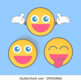 Laughing smiley vector set