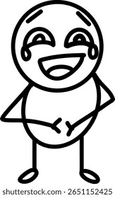 Contorno de vetor de Stickman de pé risonho
