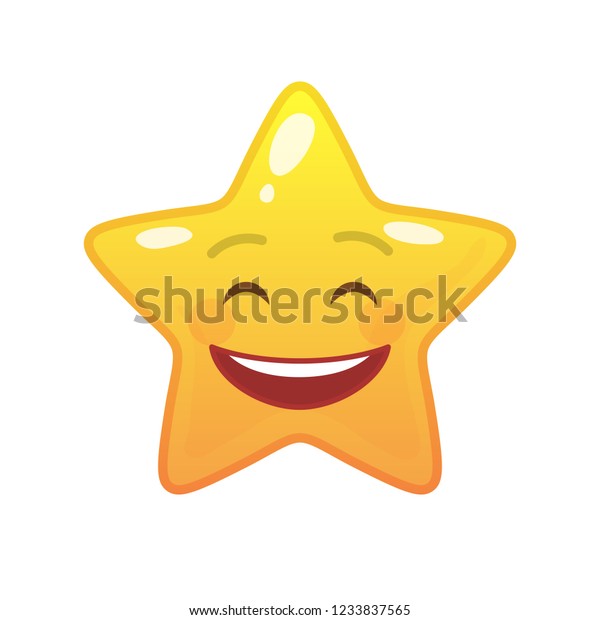 Laughing Star Shaped Comic Emoticon Smiling Stock Vector (Royalty Free