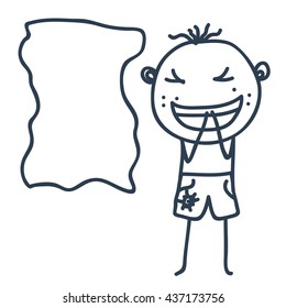 Laughing   stickman,boy  with speech bubble