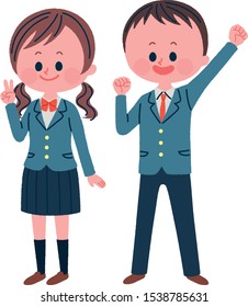 
Laughing student illustration set (2 people)