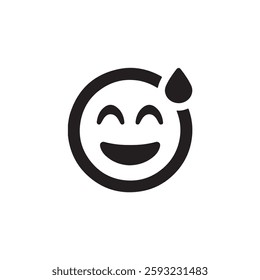 Laughing with sweat drop icon Vector