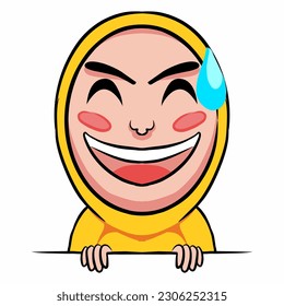 The laughing and sweating emoji means feeling shy, awkward and anxious