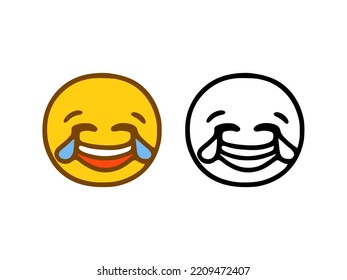 Laughing to tears emoticon in doodle style isolated on white background