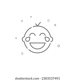 Riéndose de lágrimas de niños, un simple icono de línea vector. Símbolo, pictograma, signo aislado en fondo blanco. Trazo editable. Ajustar el peso de la línea.