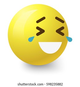 Laughing to tears smiley icon. Cartoon illustration of laughing to tears smiley vector icon for web