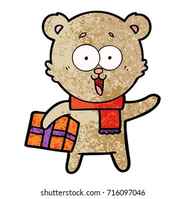 Lachen Teddybär mit Weihnachtsgeschenk