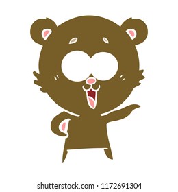 laughing teddy  bear flat color style cartoon