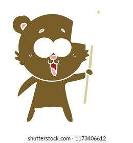 laughing teddy  bear flat color style cartoon
