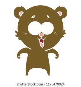 caricatura de estilo de color plano de osito de peluche risible