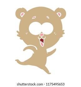 laughing teddy  bear flat color style cartoon