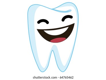 Laughing Tooth Cartoon Character Illustration in Vector