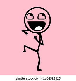Laughing and toothy smiling funny faces with big googly eyes in cartoon comic style for humor caricature or avatar design.
