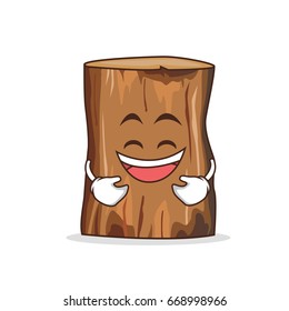 Laughing tree trunk character cartoon vector illustration