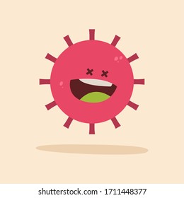 Laughing virus cartoon over a colored background - Vector