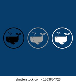 Laughing whale icon flat style