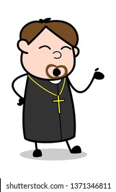 Laughing While Talking - Cartoon Priest Religious Vector Illustration