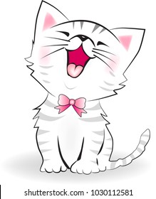 laughing white cat vector design