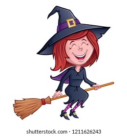 Laughing Witch Riding Her Broom