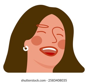 laughing woman vector illustration, cartoon