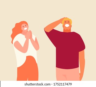 Laughing young happy people. Vector characters illustration