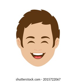 Laughing young man head icon vector. Funny boy face icon isolated on a white background. Happy smiling man portrait clip art