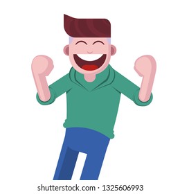 laughing young man, vector illustration in flat cartoon style