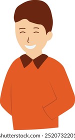 Laughing Young People Character with Cartoon Design and Shape. Vector Illustration