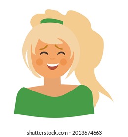 Laughing young woman Cartoon vector illustration on white background