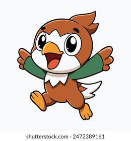 laughing-eagle-jumps-Vector-kawaii, este es un archivo editable.