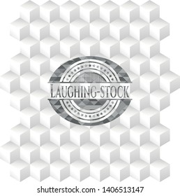 Laughing-stock grey emblem. Vintage with geometric cube white background